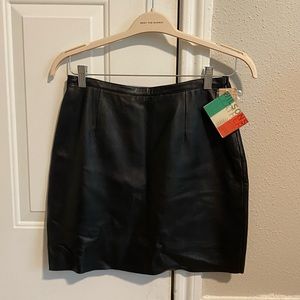 NWT Wilson Black Leather Mini Skirt